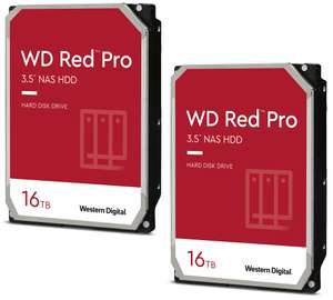 Lot de 2 disques durs internes 3.5" Western Digital WD Red Pro NAS - 2x 16 To, CMR, Cache 512 Mo, 7200 tours/min (WD161KFGX)