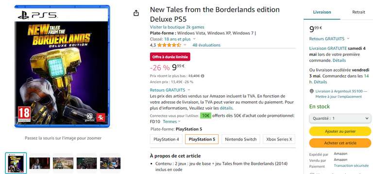 New Tales from the Borderlands edition Deluxe sur PS5