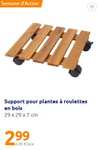 Support pour plante à roulettes en bois