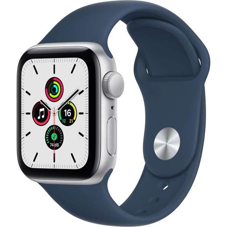 [CDAV] Montre connectée Apple Watch SE GPS 2021 - 40mm - Boitier Silver Aluminium - Bracelet Sport Abyss Blue
