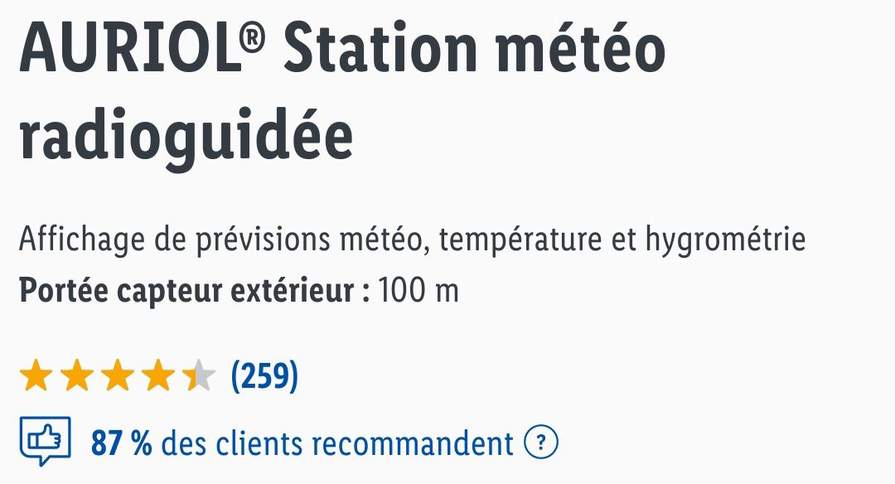 Support sonde exterieur station méteo Auriol de Lidl