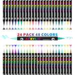 Lot de 24 feutres acryliques Sonlaryin - Double Pointe, 48 couleurs (vendeur tiers, via coupon)