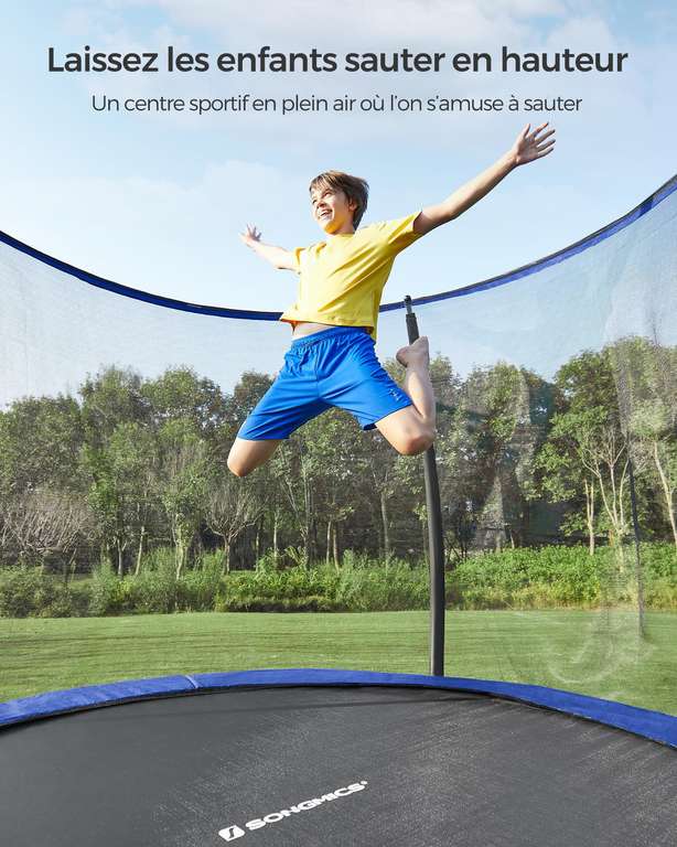 Trampoline SONGMICS Extérieur Enfant 366 Cm Avec Filet De Sécurité, Échelle Et Coussins - Cadre Acier Galvanisé