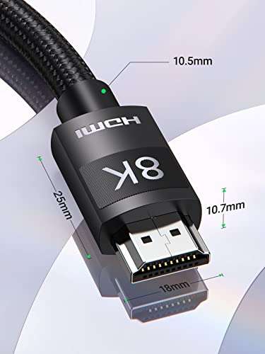 Câble HDMI 2.1 UGreen (2m) - 8K 60 Hz / 4K 120 Hz, 48 Gbps, 3D, eARC, Dolby Vision (Via coupon - Vendeur tiers)