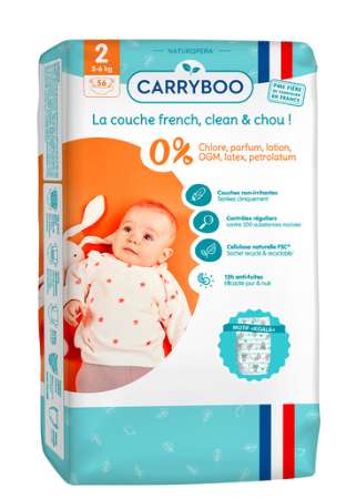 Paquet de couches écologiques dermo-sensitives Carryboo - plusieurs tailles (via 12,05€ sur la carte fidélité)