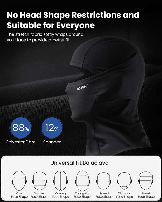 Cagoule ILM Unisexe Moto Vélo Ski - Balaclava Résistante Au Vent, Respirante Et Confortable