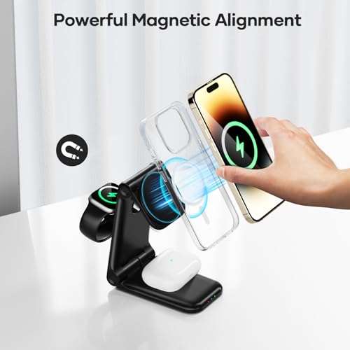 Chargeur Induction Pliable, 3 en 1 Magnétique Chargeur sans Fil pour iPhone  14 13 12 11 Pro Max/Mini/XR, Station de Charge - Cdiscount Bricolage