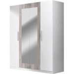 Armoire 4 portes battantes + 2 miroirs Siisti - Décor chêne sable et blanc (314.99€ avec le code VP10CD pour les CDAV)