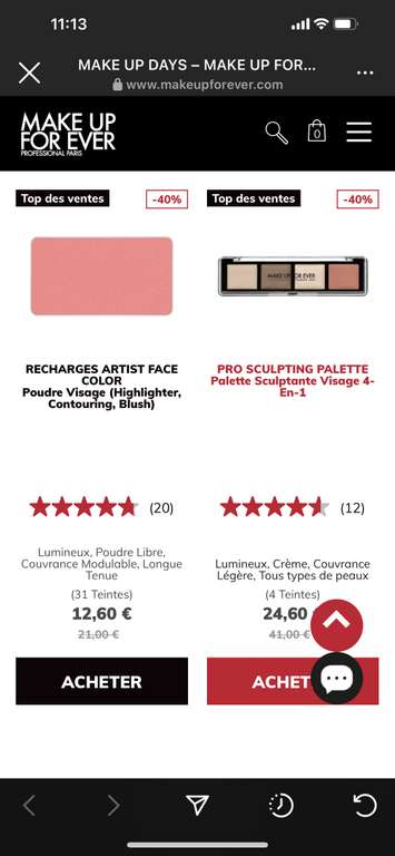 40% de remise sur une sélection de cosmétiques Make Up For Ever (makeupforever.com)