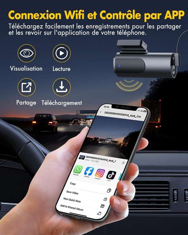 CaméRa de Vision ArrièRe de Voiture Sans Fil WIFI 150 DegréS WiFi CaméRa de  Recul Dash Cam HD Vision Nocturne Mini pour IPhone - Cdiscount Auto