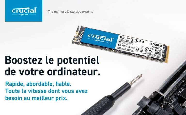 SSD interne M.2 NVMe Crucial P2 (CT2000P2SSD8) - 2 To
