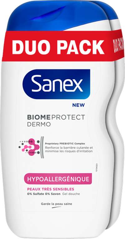 Lot de 2 gels douche Sanex biome protect - 2x450ml - Différentes variétés (via 4,01€ sur carte fidélité)