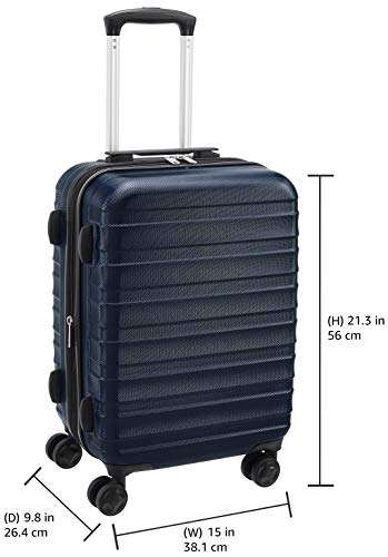 Valise rigide et solide Amazon Basics - 56 cm, Bleu