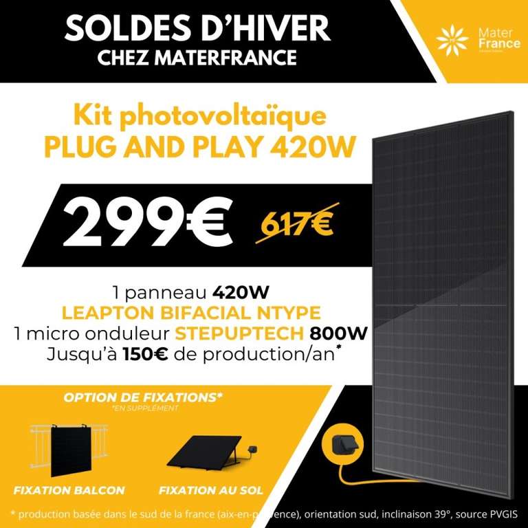 Kit Plug and play 1 panneau 420W bifacial Leapton Solar Stepuptech (materfrance.fr)
