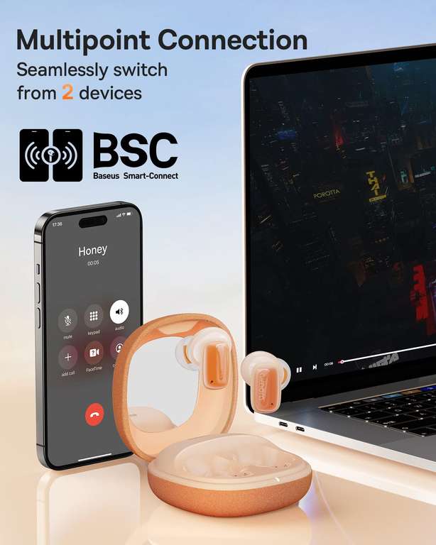 Écouteurs sans fil Baseus Airnora 2 - Réduction de bruit active, Son spatial BISA, Bluetooth 5.3 (Vendeur Tiers)