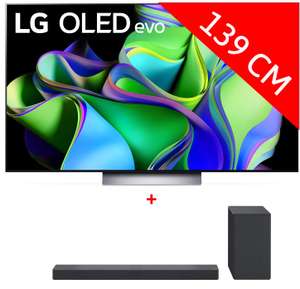 TV 55" LG OLED55C3 (2023) - 4K 120 Hz, HDR, Dolby Vision IQ/Atmos, HDMI 2.1, VRR & ALLM + Barre de son LG SC9S (via ODR de 486€)