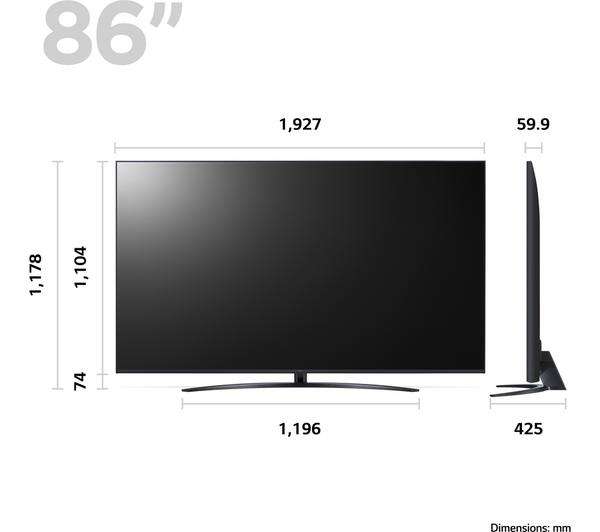 TV 86" LG 86UR81 (2023) - 4K UHD, 120Hz, IA α7 4K Gen6, HDR 10 Pro, Smart TV (Via ODR de 150€ & 100€ en carte cadeau)