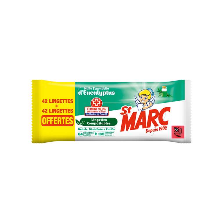 Paquet de 84 lingettes désinfectantes anti-bactériennes St Marc