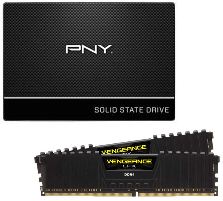 SSD interne 2.5" PNY CS900 (2 To) + Kit Mémoire RAM DDR4 Corsair Vengeance LPX 32 Go (2 x 16 Go, 3200 MHz, CAS 16)