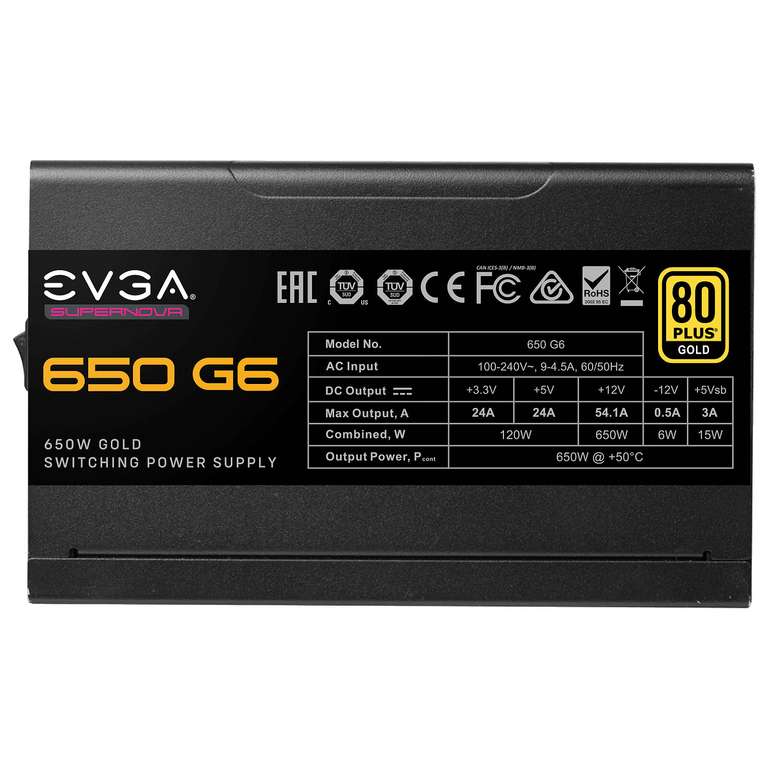 Alimentation PC EVGA SuperNOVA 650 G6 - 650W, 80+ Gold, 100% Modulaire