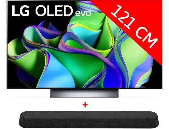 TV 48" LG OLED48C3 (2023) - 4K 120 Hz, HDR, Dolby Vision IQ/Atmos, HDMI 2.1, VRR & ALLM + Barre de son LG SE6S (via ODR de 305.6€)