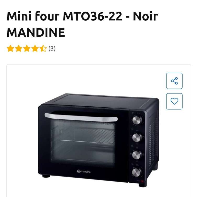 Mini Four Mandine MTO36-22 - 36 litres (Via 20€ sur la Carte de Fidélité)