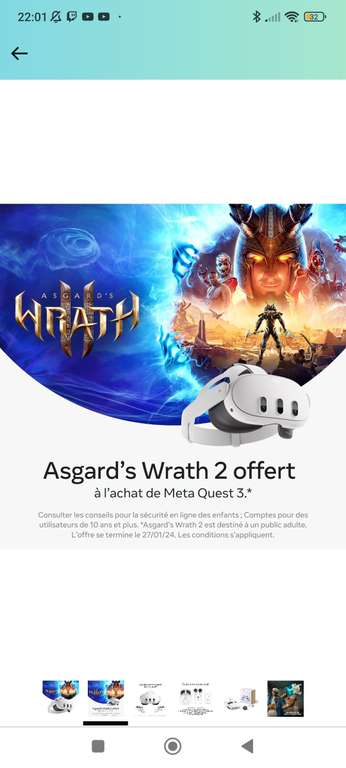 [Prime Student] Casque VR/AR Meta Quest 3 + Asgard's Wrath 2