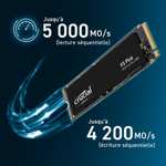 SSD interne NVMe M.2 PCIe Gen4 Crucial P3 Plus CT2000P3PSSD801 - 2To, Jusqu’à 5000Mo/s (+12.90€ en RP)