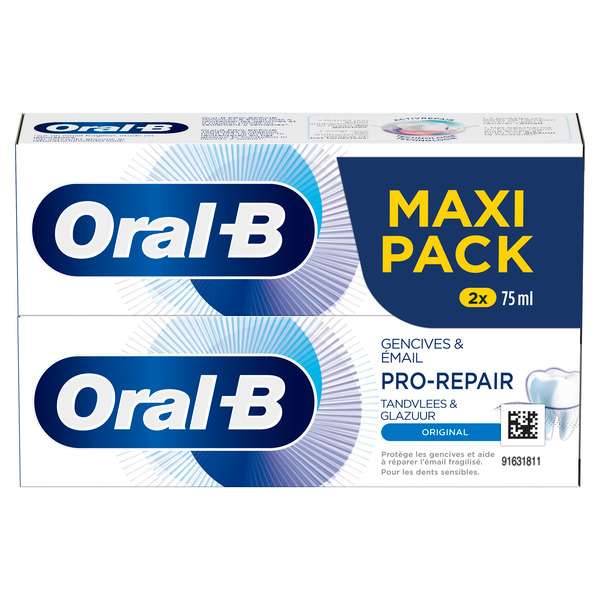 Lot de 2 dentifrices Oral-b (2x75mL) - Différentes variétés (via 3,99€ sur carte de fidélité et ODR 2,28€)