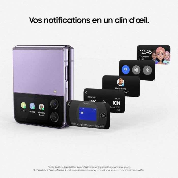 Smartphone 6.7" Samsung Galaxy Z Flip 4 - 128 Go + Montre connectée Samsung Galaxy Watch 5 (via 50€ d’ODR + 47€ en cagnottage)