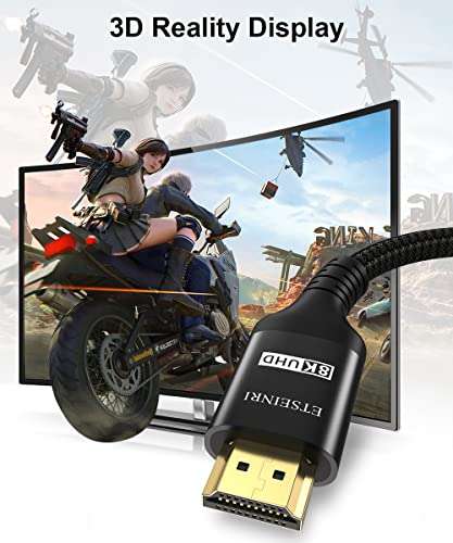 Câble HDMI 2.1 Etseinri - 2m, Compatible 8K, 4K, 48Gbps (Via Coupon - Vendeur Tiers)