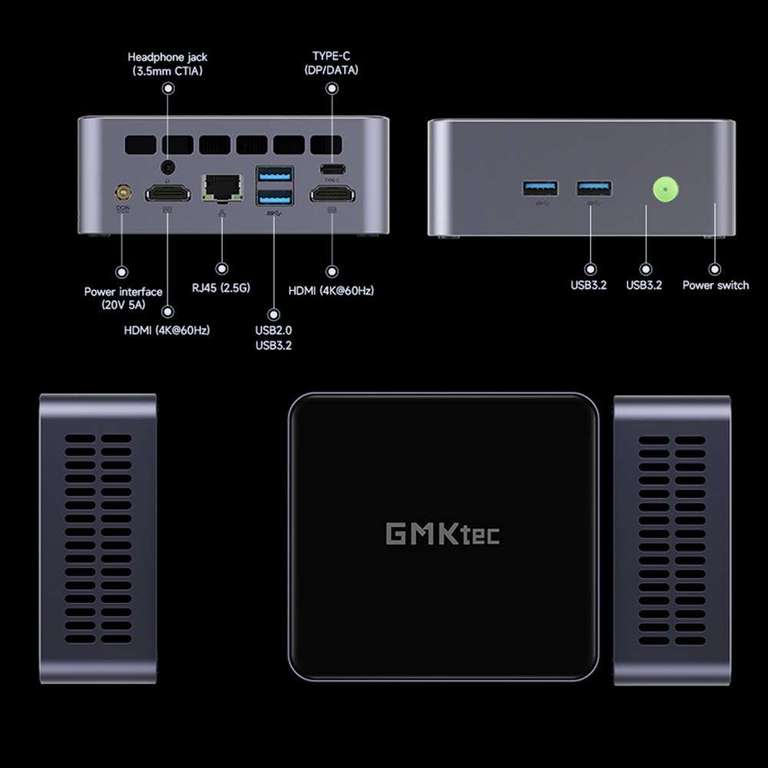 Mini PC GMK M2 - i7-11390H, RAM 16 Go, 1 To SSD, WIFI 6, BT 5.2, Triple Display 2 HDMI+1 USB-C, Windows 11 Pro (Entrepôt EU)