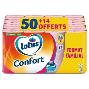 Pack de 64 rouleaux de papier toilette Confort Lotus