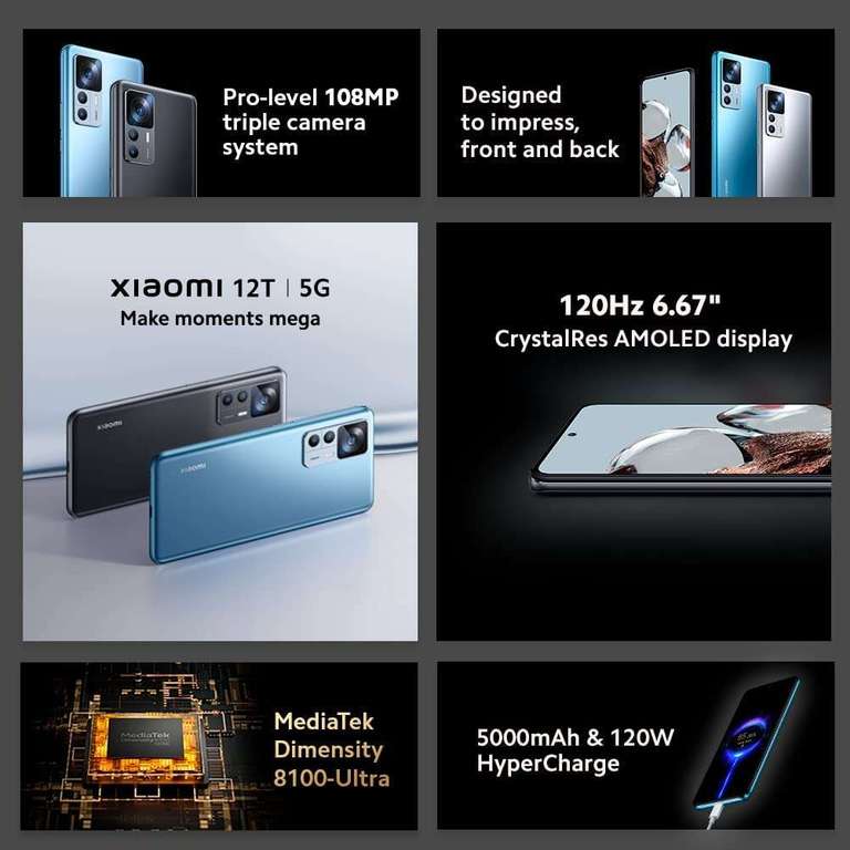 Smartphone Xiaomi 12T - RAM 8Go, 256 Go + Buds 3 Star Wars (Via Code MAMAN20 et bonus de reprise 100€)