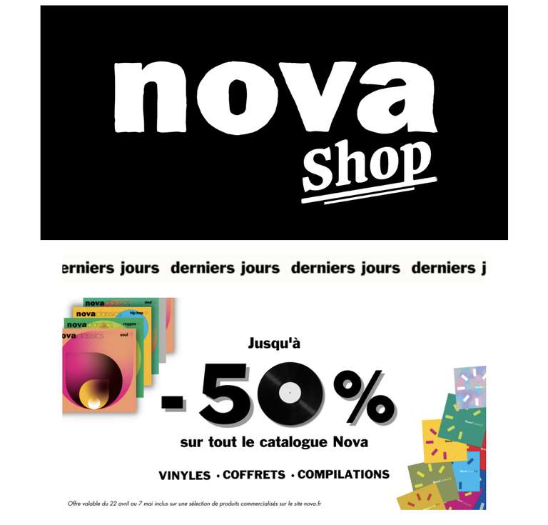 Jusqu’à 50% de réduction sur tout le catalogue Nova (shop.nova.fr)