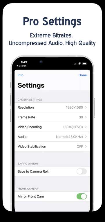 Application MoviePro Video Camera gratuite sur iOS