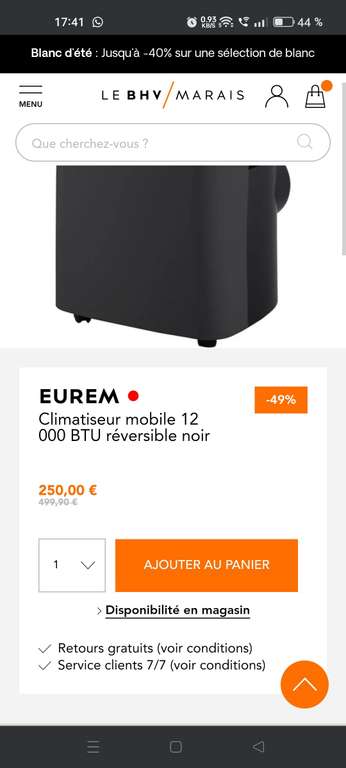 Climatiseur mobile Eurem - 12 000 BTU