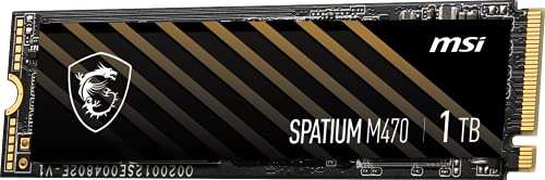 SSD interne M.2 NVMe 4.0 MSI Spatium M470 - 1 To, TLC 3D NAND, DRAM (Jusqu'à 5000-4400 Mo/s)