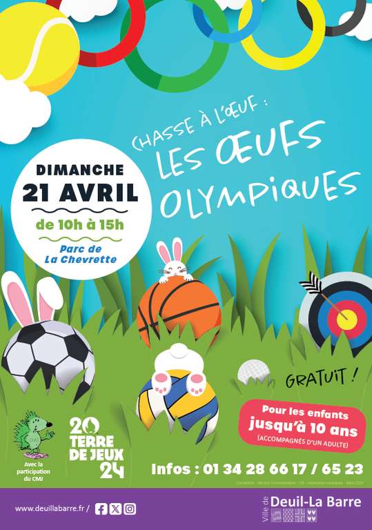 Dimanche 21 avril 2024 - Chasse à l'œuf : "Les œufs olympiques" - Deuil-la-Barre (95)