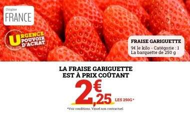 Barquette de fraises gariguette - Catégorie 1 Origine France (250g)