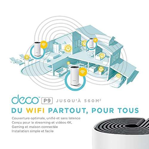 Système WiFi TP-Link Deco WiFi Mesh + CPL 1000Mbps Deco P9 (3-pack)