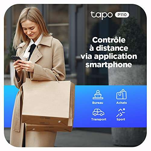 Tapo Nano Prise Connectée WiFi, Suivi de consommation, 16A Type F,  compatible avec Alexa et Google Home, Contrôler le radiateur, le chauffage