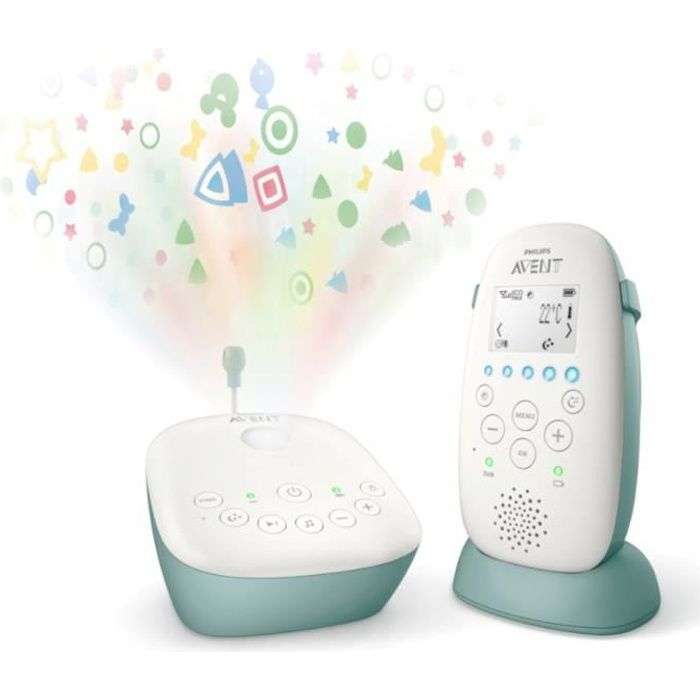 Babyphone Écoute-bébé Philips Avent DECT SCD731/26 - Vert, Projecteur d'étoile