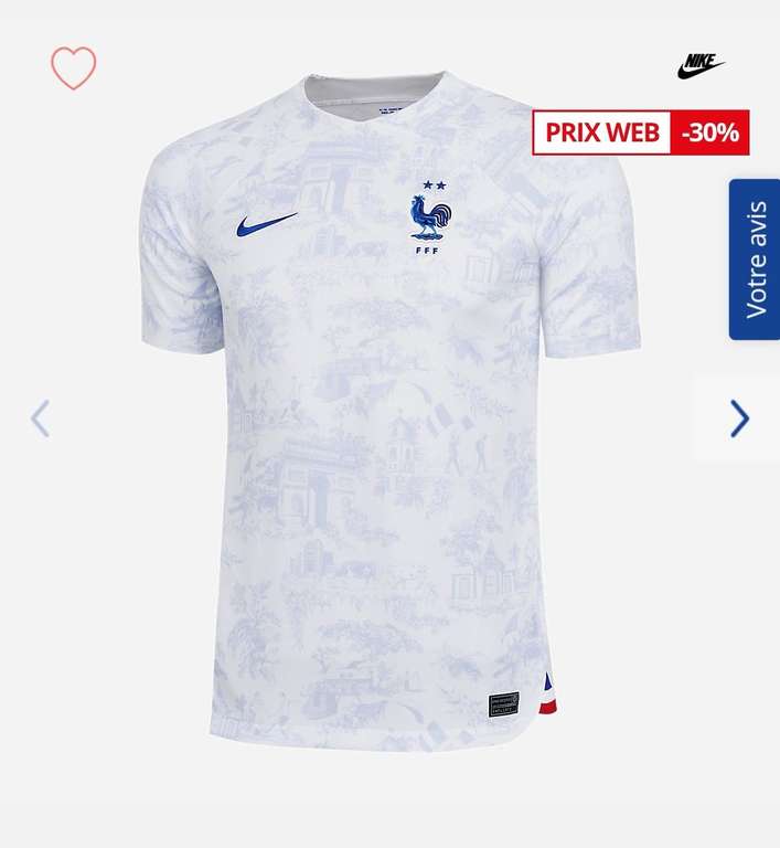 Maillot de Football Equipe de France 2022 Nike - Blanc du S au XXL