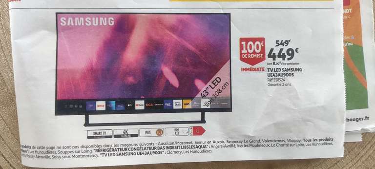 TV 43" Samsung UE43AU9005 - 4K UHD, LED, Smart TV, Tizen OS