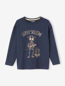 Tee-shirt garçon à manches longues "Gipsy skeleton" - marine