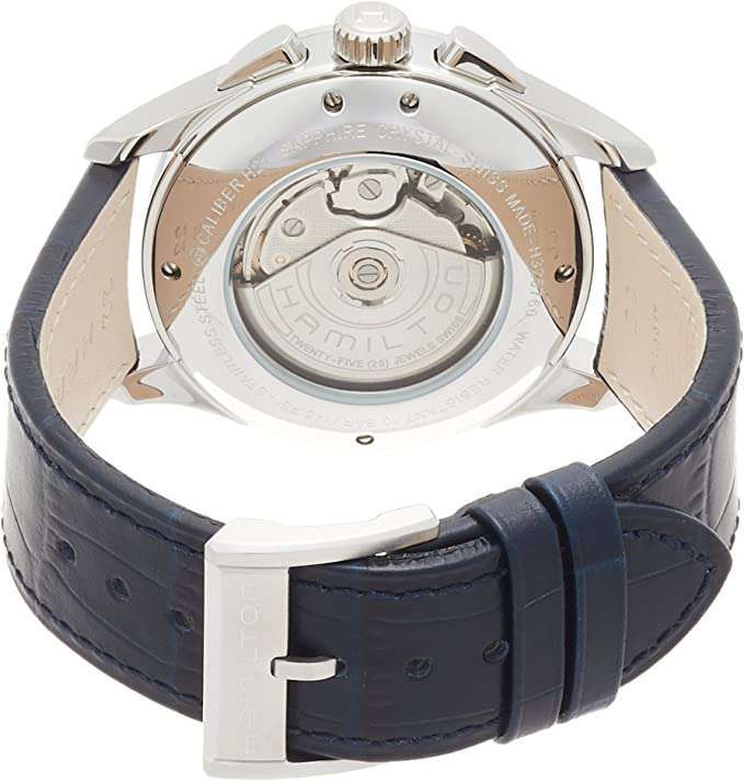 Montre automatique chronographe Hamilton Jazzmaster Maestro H32576641 - Cadran bleu 41mm, bracelet cuir bleu