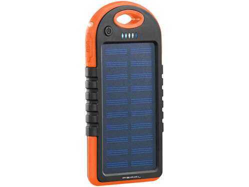 Batterie de secours solaire 3000 mAh avec 2 ports USB + mini lampe LED PB-30.s (Frais de port inclus)