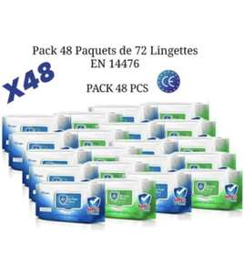Lot de 48 paquets de 72 Lingettes désinfectantes EN14476 (Vendeur Tiers)