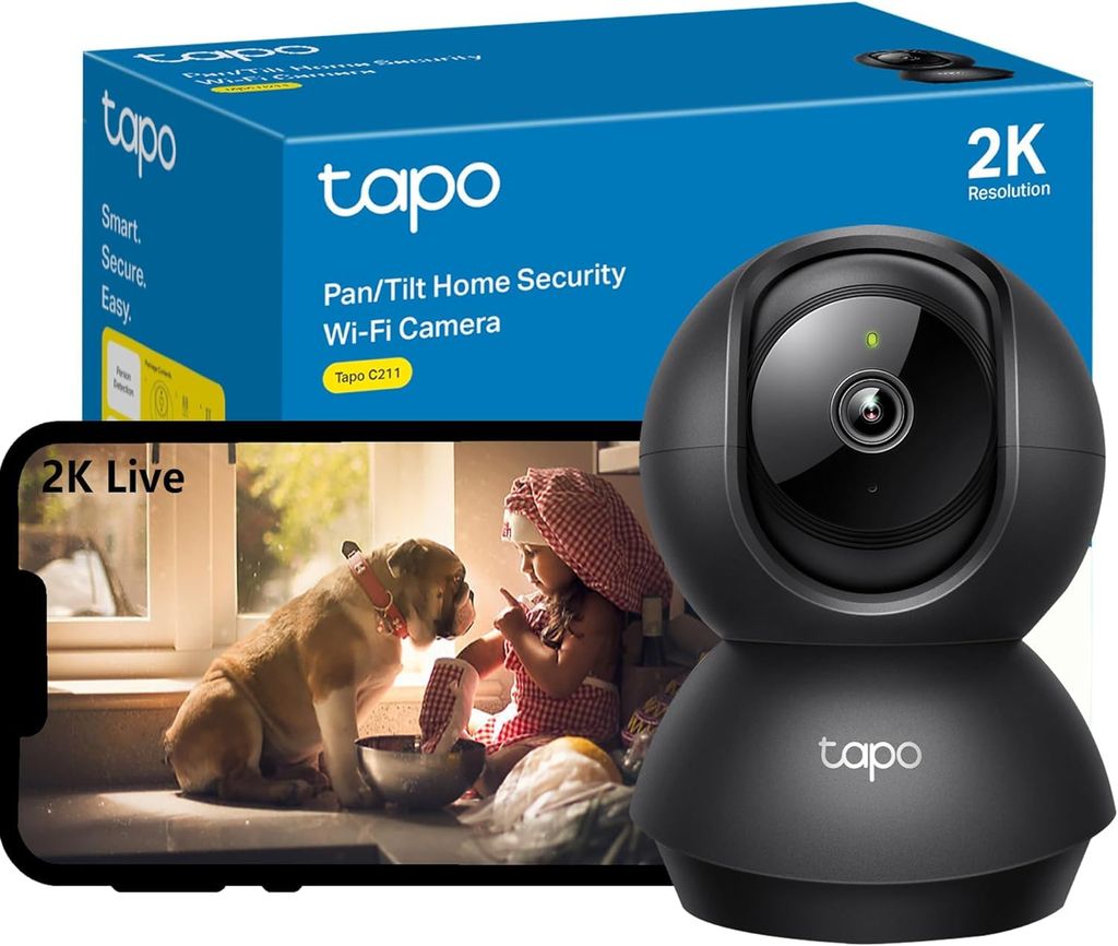 Caméra de Surveillance Intérieure Tapo C211 - 2K, 3MP Connectée 360° Noir